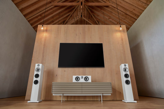 Bowers & Wilkins HTM72 S3 Center-Lautsprecher in Satin White, im Wohnraum