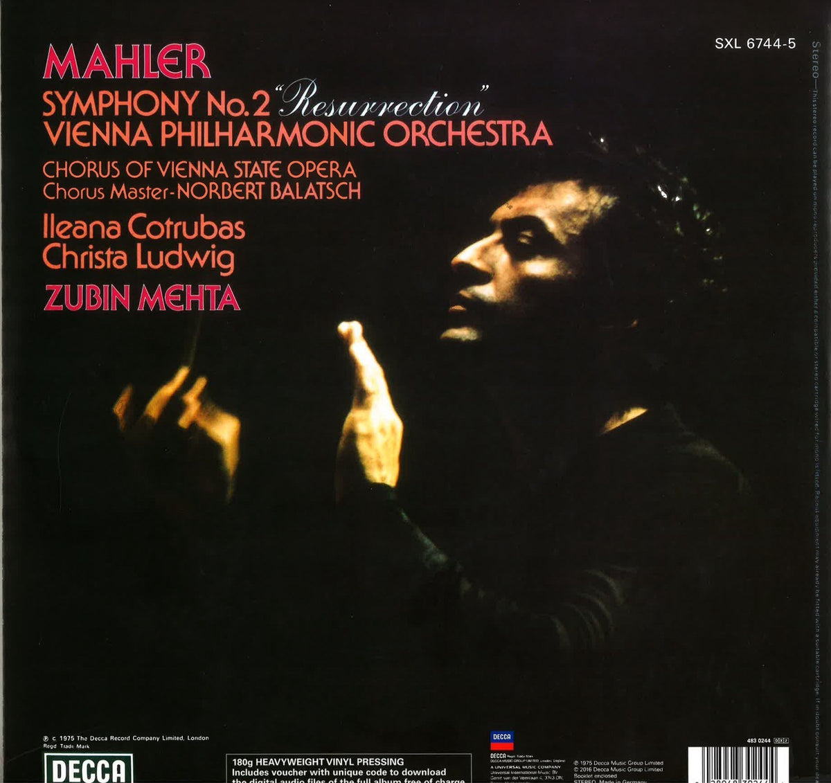 Zubin Mehta & Wiener Philharmoniker - Mahler: Symphonie Nr. 2 «Auferstehung» (180g 33rpm, 2LP)