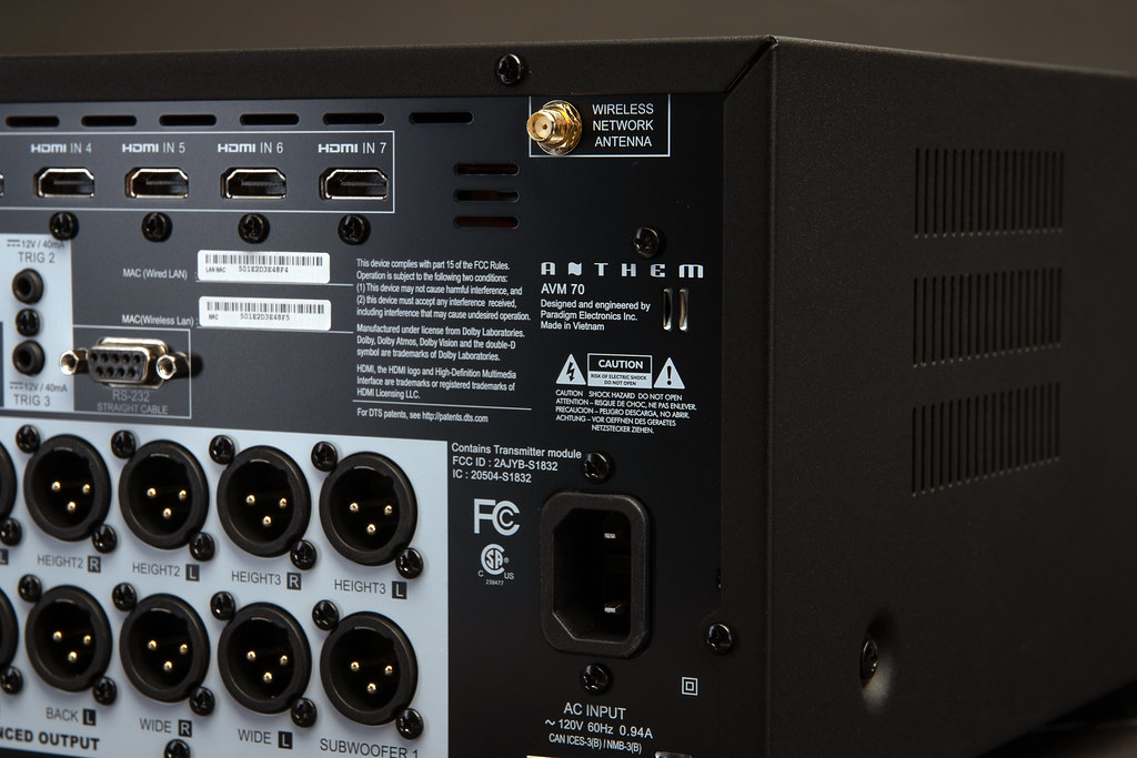 Anthem AVM 90 8K Heimkinoprozessor HDMI Anschluesse als Detailshot von der Rückseite