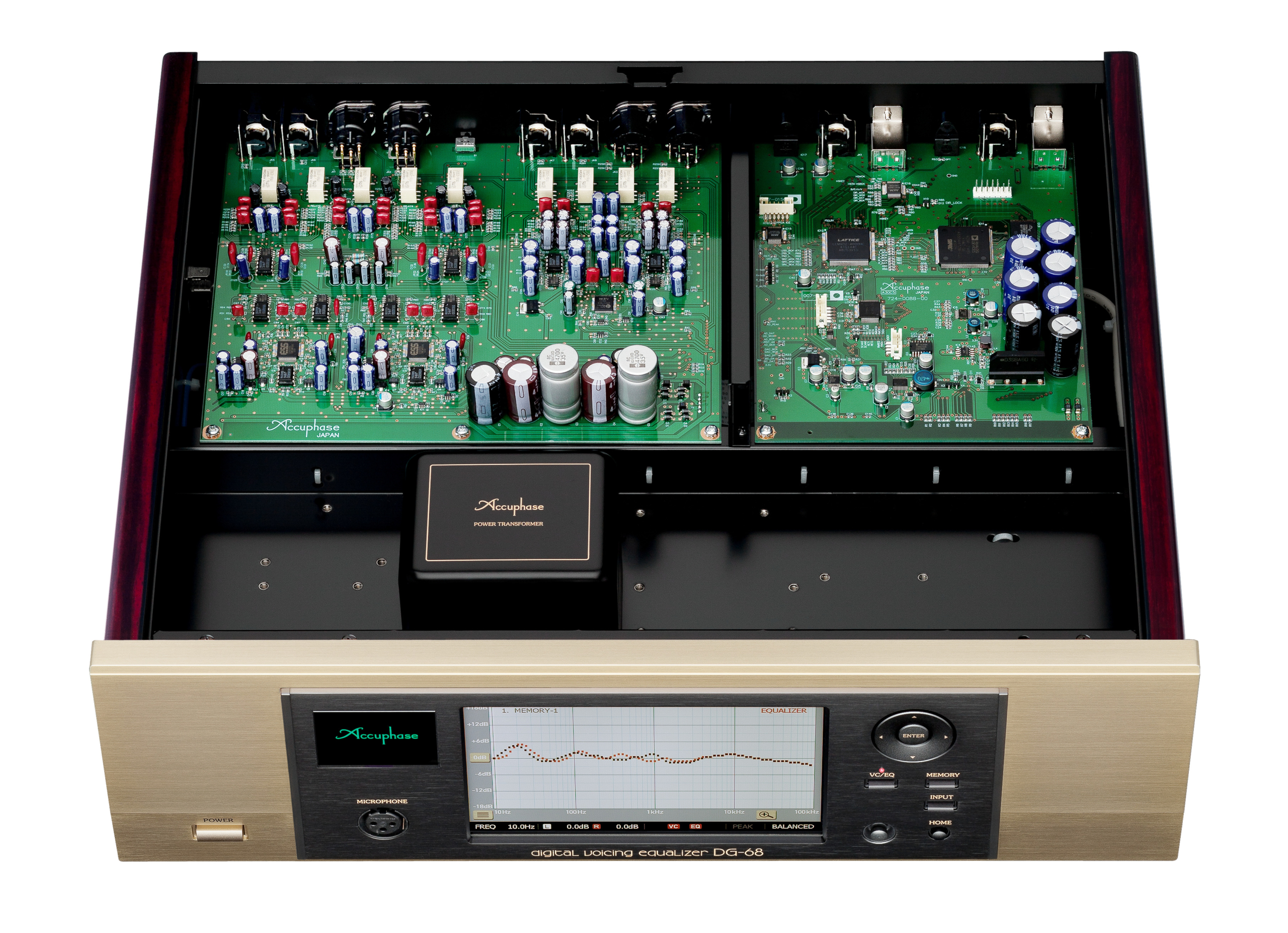 Accuphase DG-68 Digital Voicing Equalizer mit geöffnetem Gehäuse