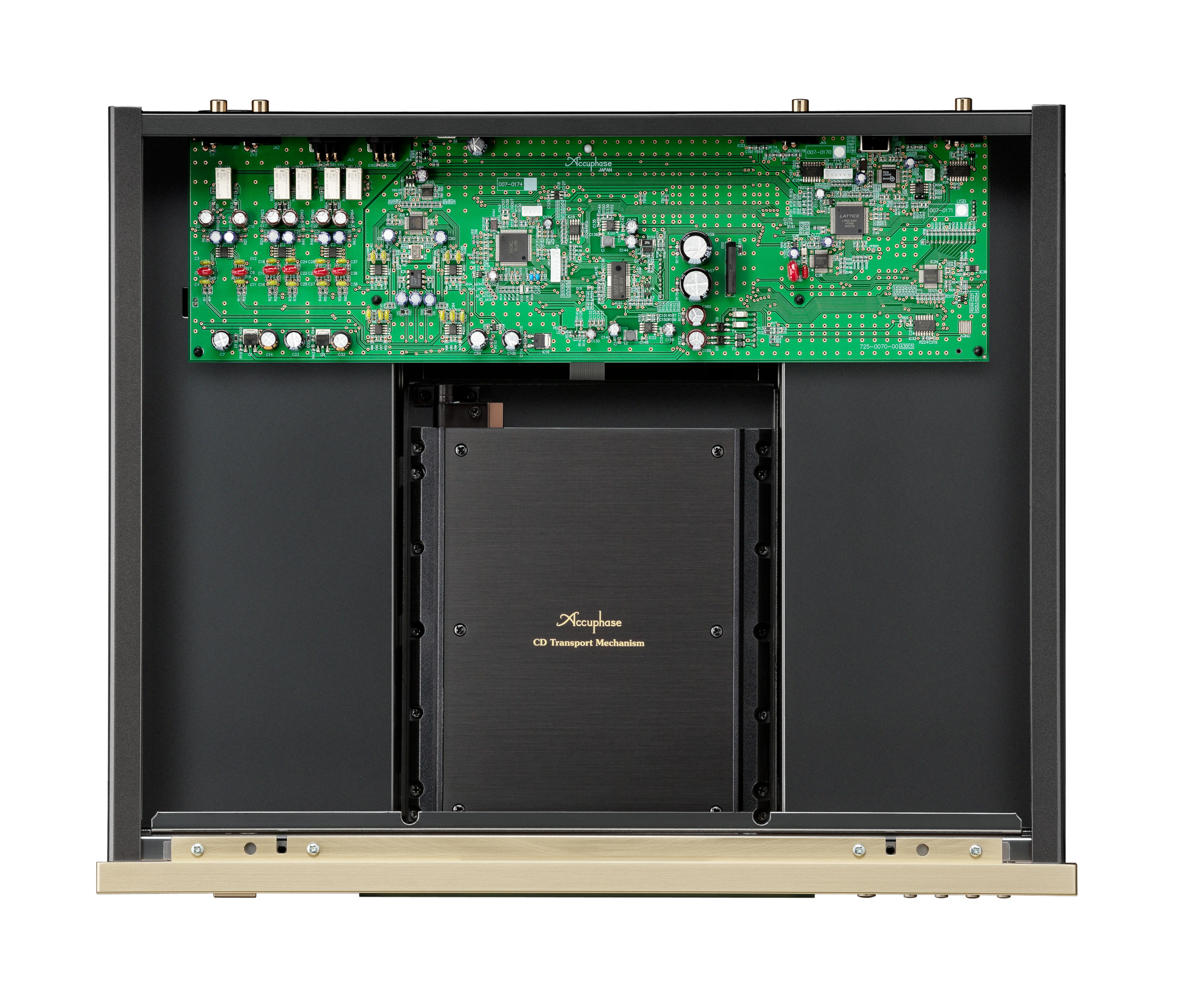 Accuphase DP-450 CD-Spieler mit geöffneter Oberseite von Oben