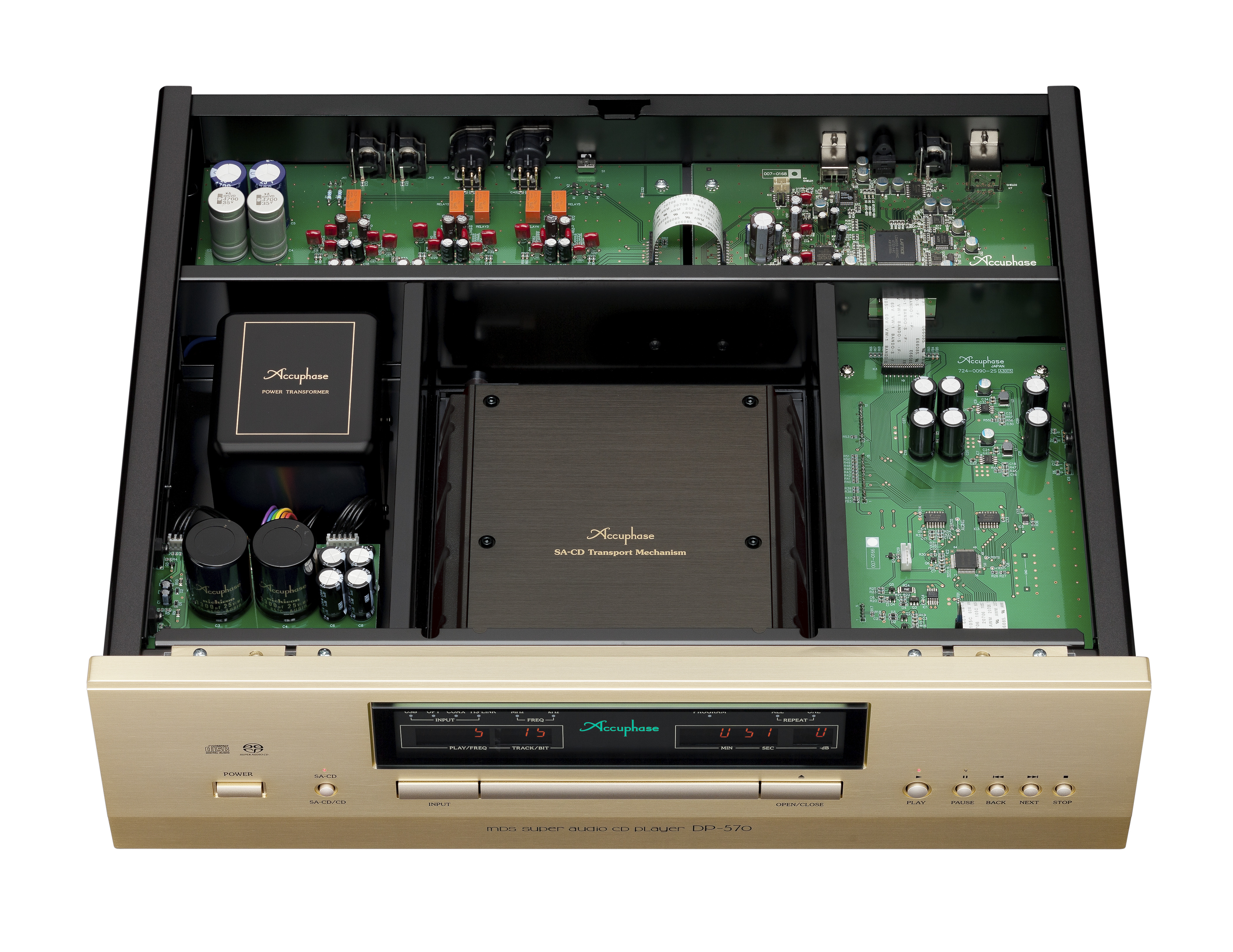 Accuphase DP-570 CD/SACD-Spieler mit geöffnetem Gehäuse