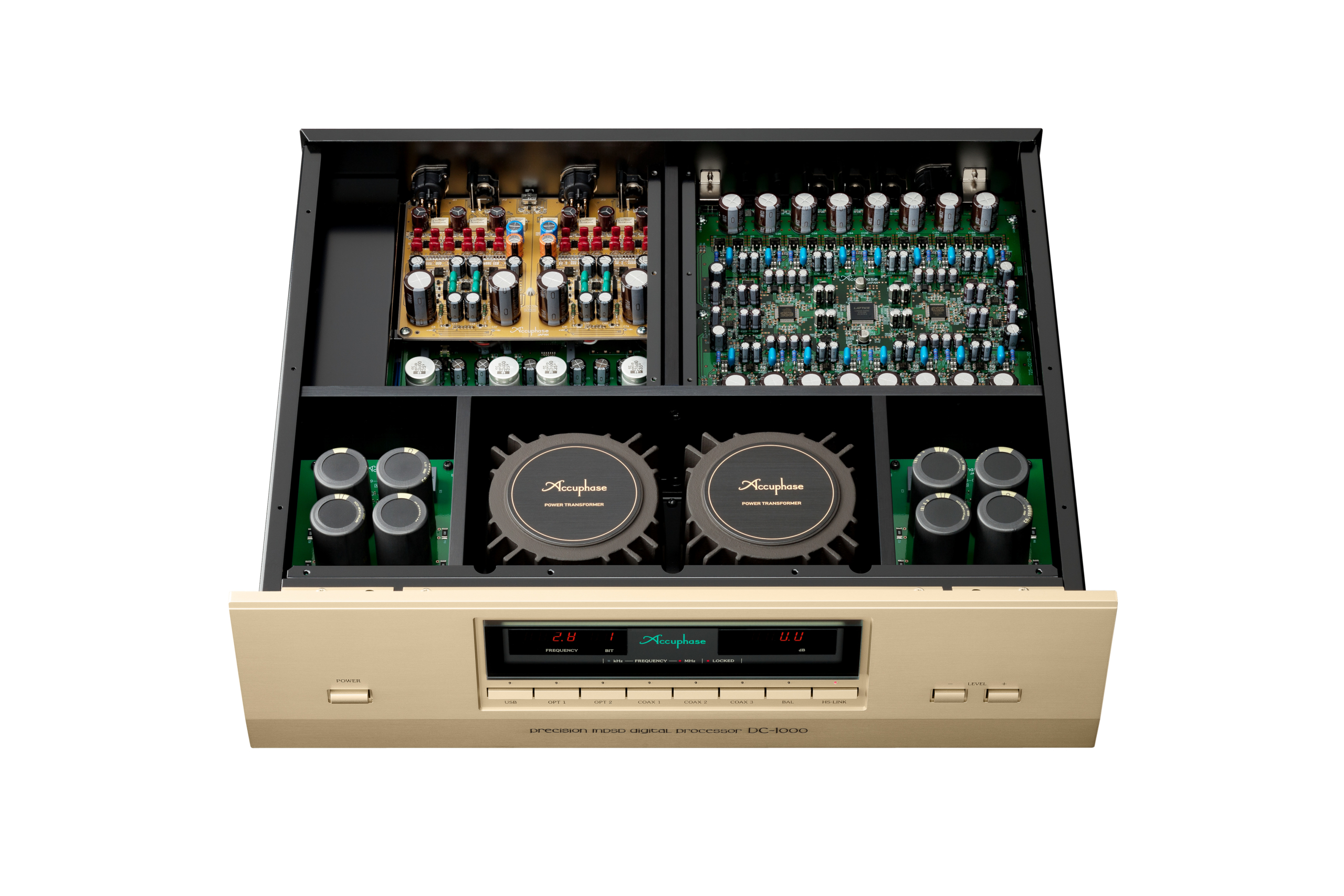 Accuphase DC-1000 CD/SACD-Digitalprozessor mit geöffnetem Gehäuse