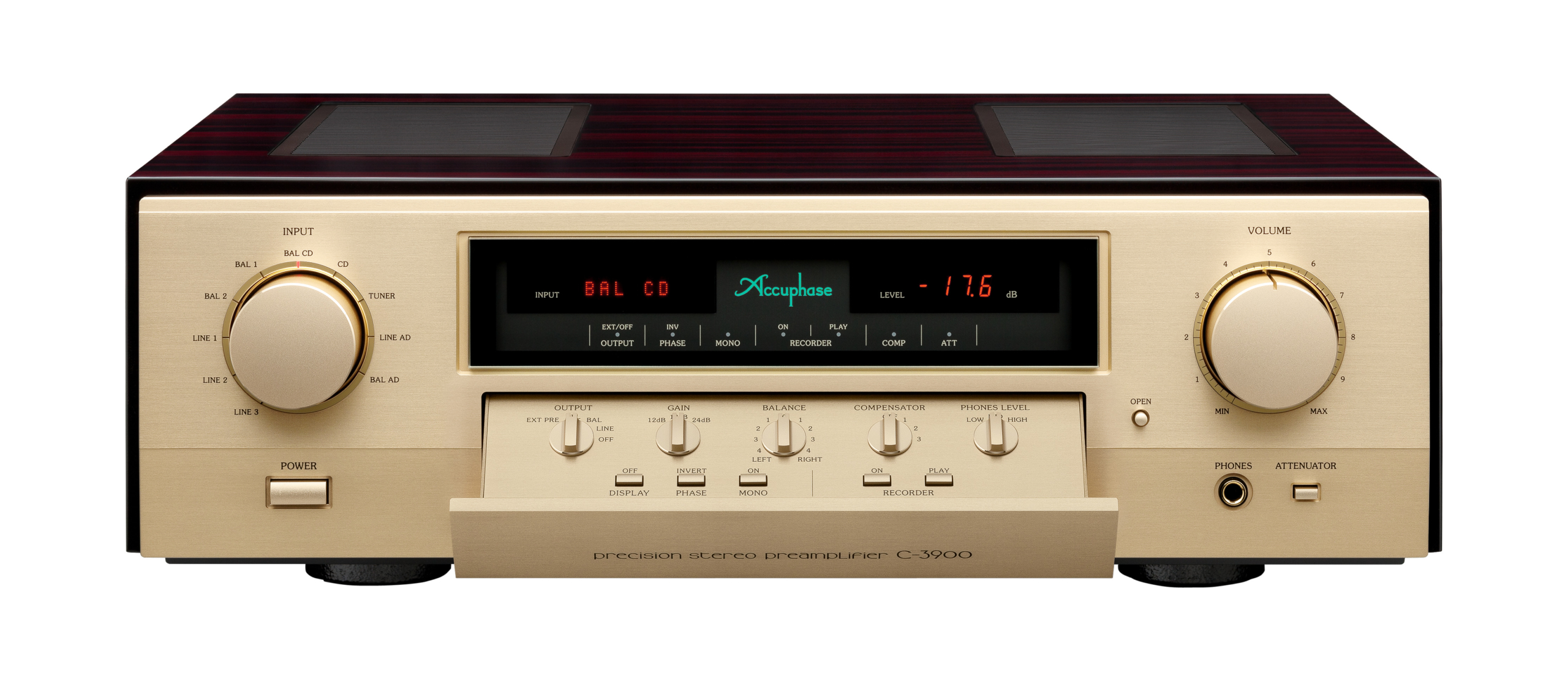 Accuphase C-3900 Vorstufe Accuphase C-3900 Vorstufe Front mit geöffnetem Bedienfeld