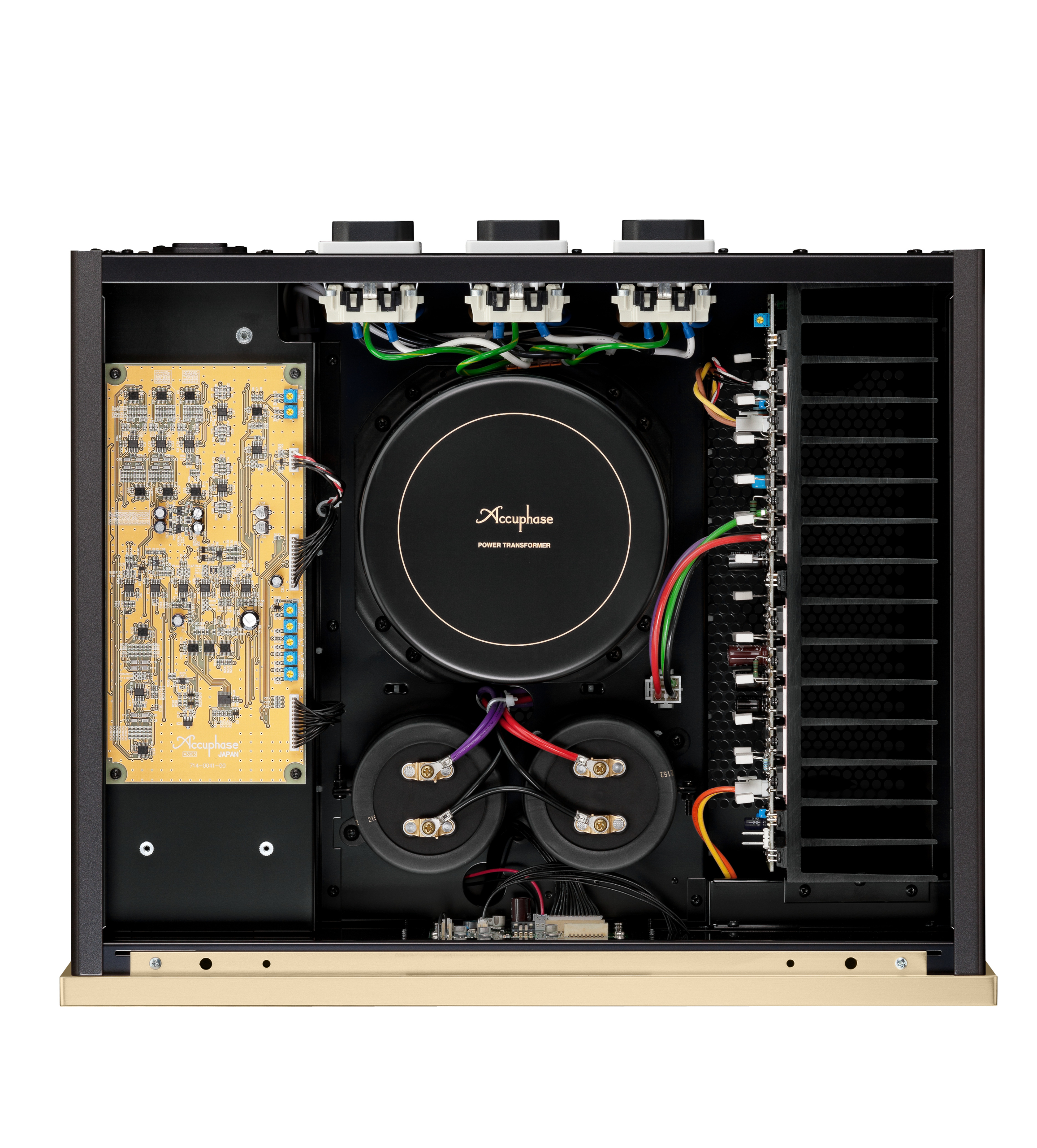 Accuphase PS-550 Stromreiniger mit geöffnetem Gehäuse von Oben