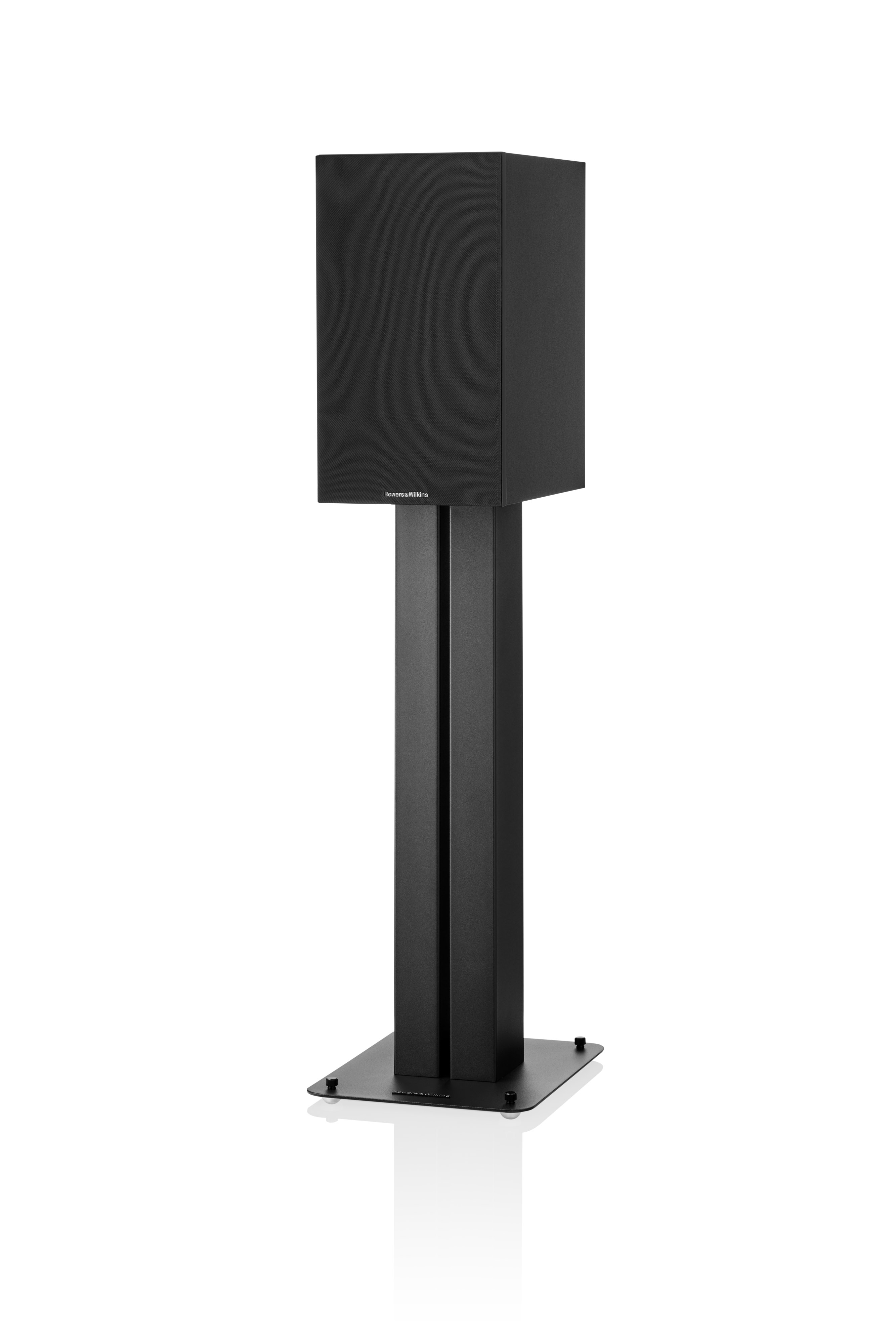 Bowers & Wilkins 606 S3 Schwarz Lautsprecher eingedreht mit Abdeckung auf Standfuß FS-600 S3 Schwarz